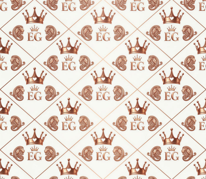 Patrón del monograma EG con coronas